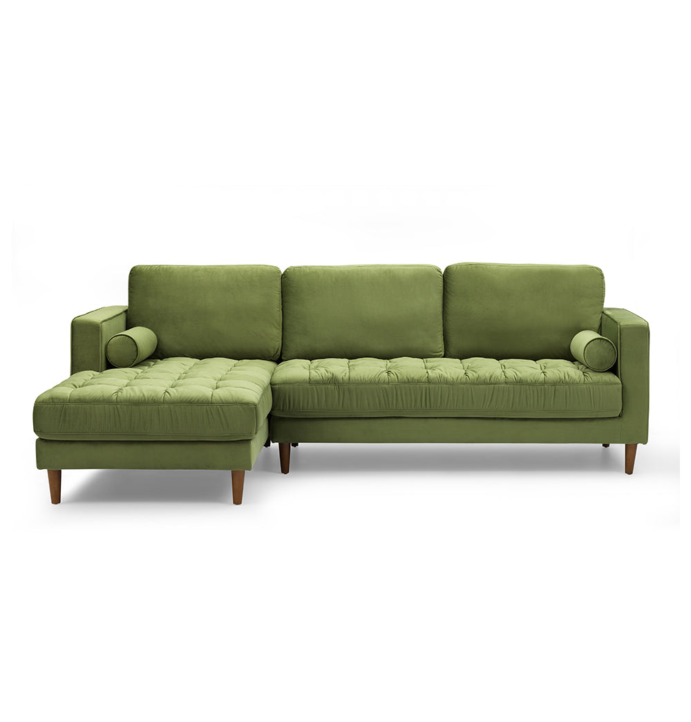 Bente Tufted Velvet Sectional Sofa - Green