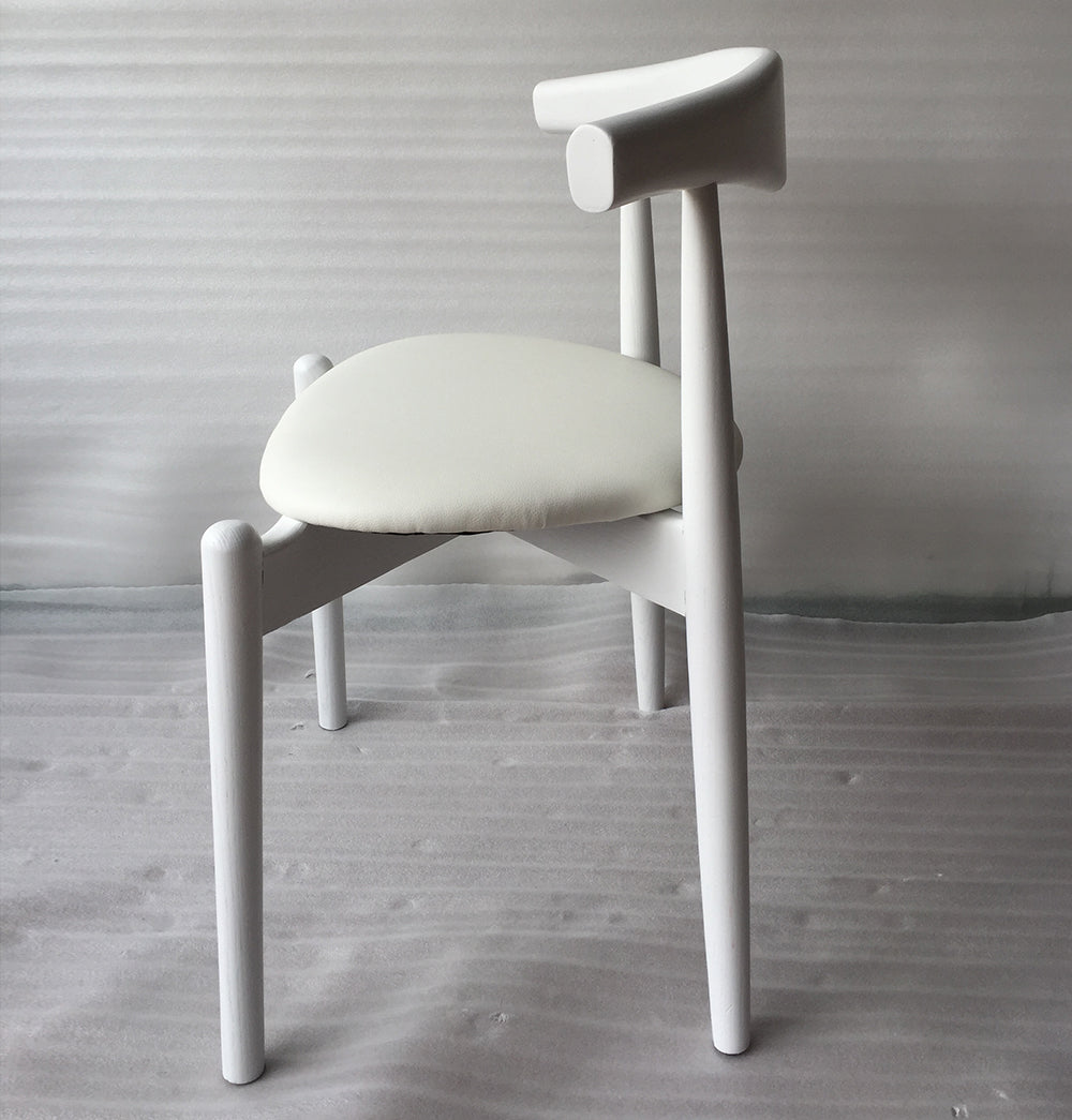 Hannah Chair - Round Seat - White & White Leather