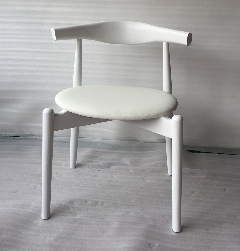 Hannah Chair - Round Seat - White & White Leather