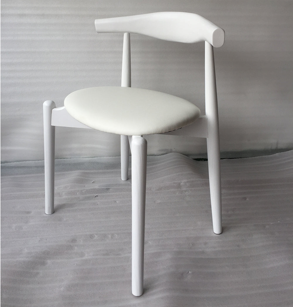 Hannah Chair - Round Seat - White & White Leather