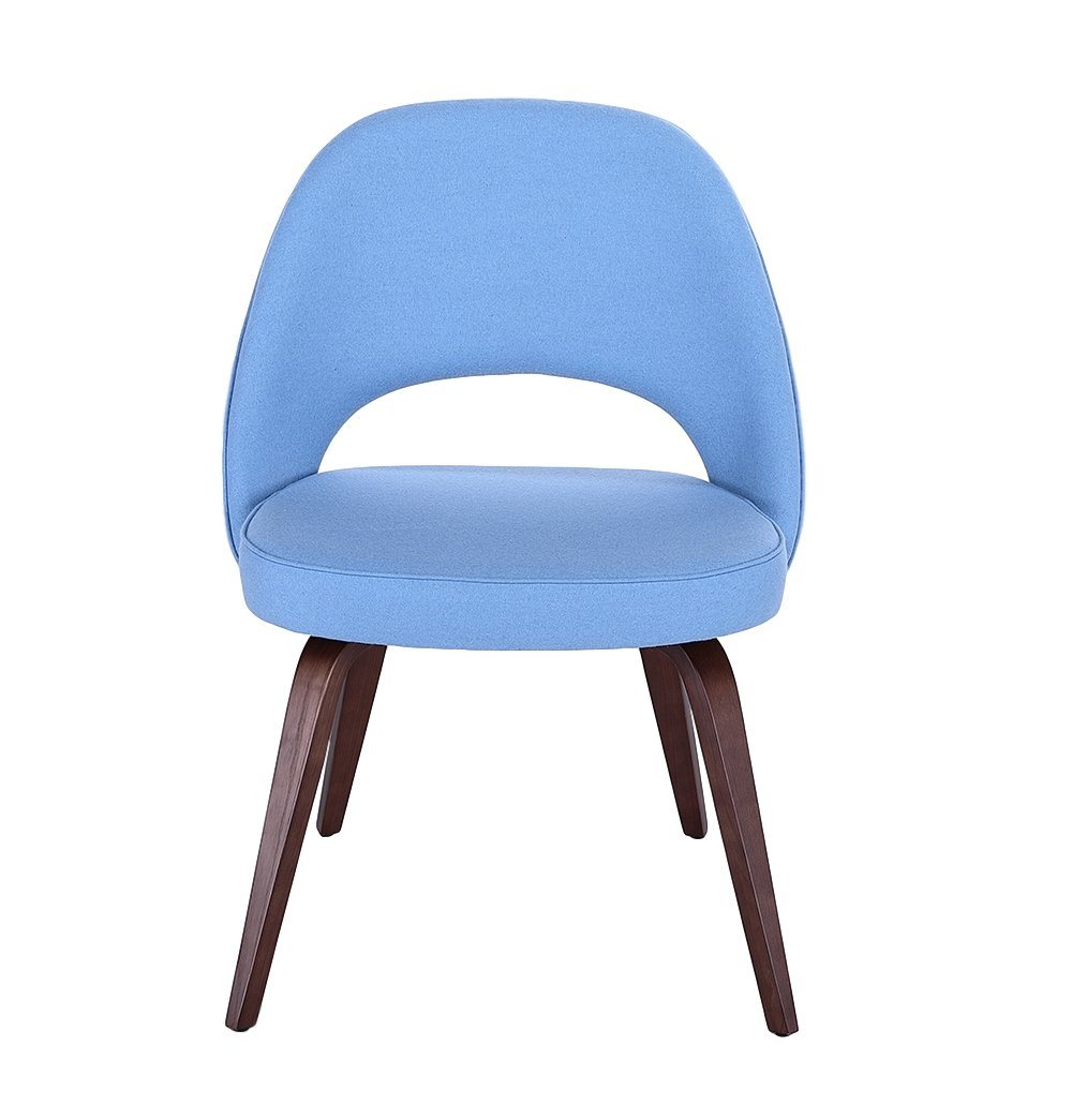 Sienna Executive Side Chair - Light Blue Fabric & Walnut Legs