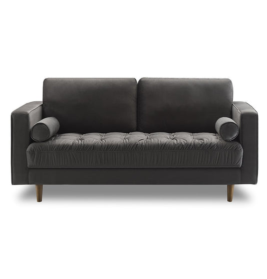 Bente Tufted Velvet Loveseat 2-Seater Sofa - Grey